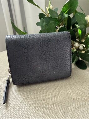 AllSaints Black Textured Leather Zip Wallet